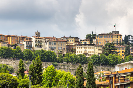 Upper Town of Bergamo city, Italy, Europe.の写真素材