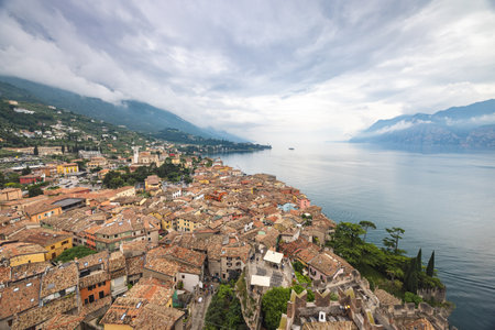 Malcesine town on the eastern shore of Lake Garda, Italy, Europe.の写真素材