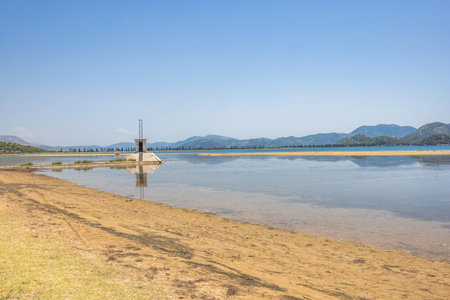 Delta of the Neretva river near the mouth of the river into the Adriatic Sea, Croatia, Europe....