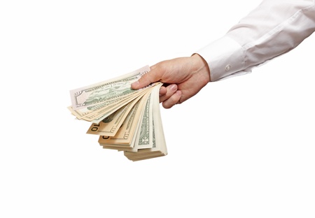 fan of dollars in the man