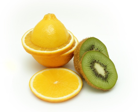 still life with fresh fruit isolatedの写真素材