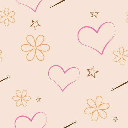flowers and hearts  seamless patternの写真素材