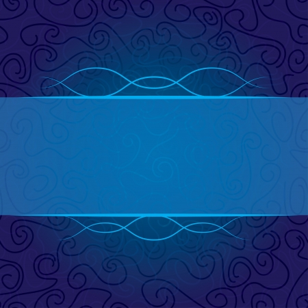 frame for congratulation on abstract curls background in blue  Vintage style  のイラスト素材