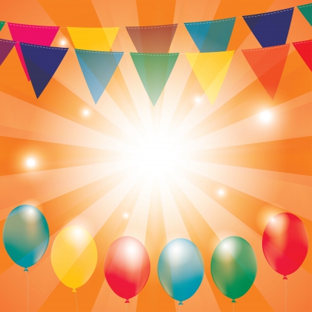 festive bright orange background with balloons. vector eps10のイラスト素材