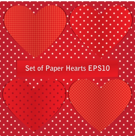 set of paper hearts for postcard. Vector eps10のイラスト素材