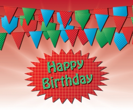 hanging flags. happy birthday. のイラスト素材