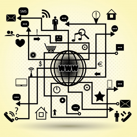 map of social media elements. vector eps10のイラスト素材