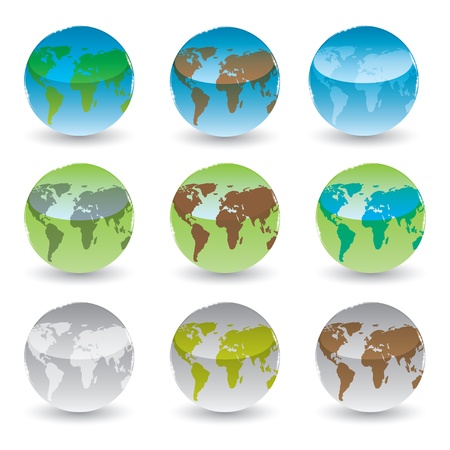 set of brilliant colored globesのイラスト素材
