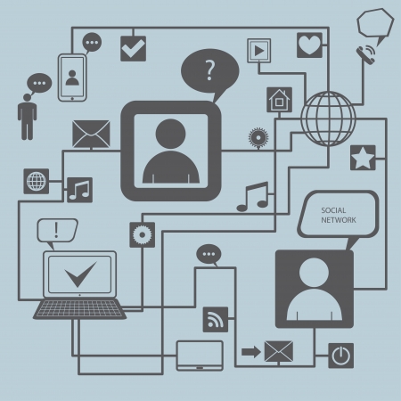 social network. set of media elements. abstract backgroundのイラスト素材