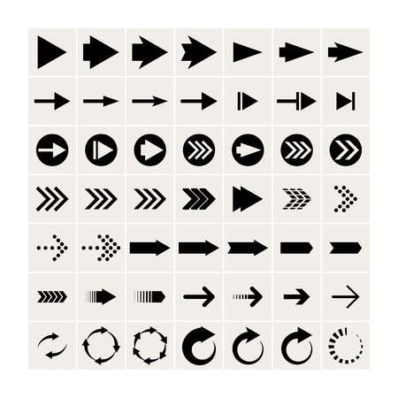 set of 49 black arrows. eps8
