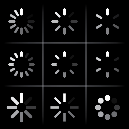 set of progress indicators on black.のイラスト素材