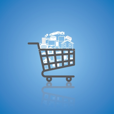 full shopping cart. のイラスト素材