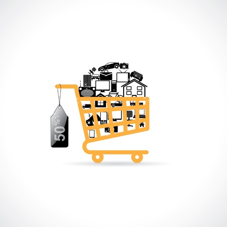 basket with shopping.のイラスト素材