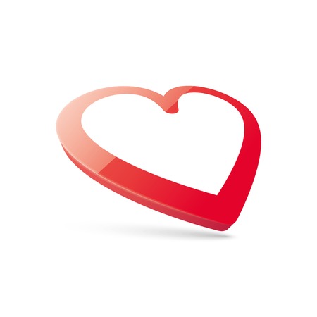 red heart icon 3d. vector illustration. のイラスト素材