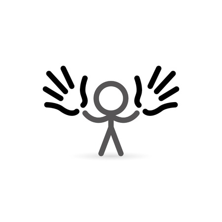 abstract icon of man with hands up. vector のイラスト素材