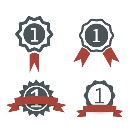 set of award medal icons with ribbons. のイラスト素材