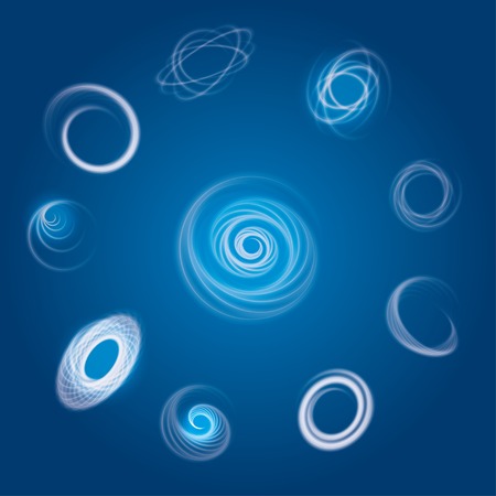 abstract rotating vortices icons on blue. vector eps10のイラスト素材