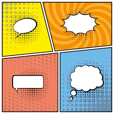 blank comic speech bubbles in pop art style background. vector eps10のイラスト素材