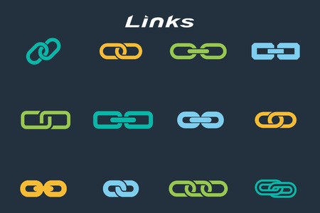 link symbols colored. vector flat design set. eps8のイラスト素材