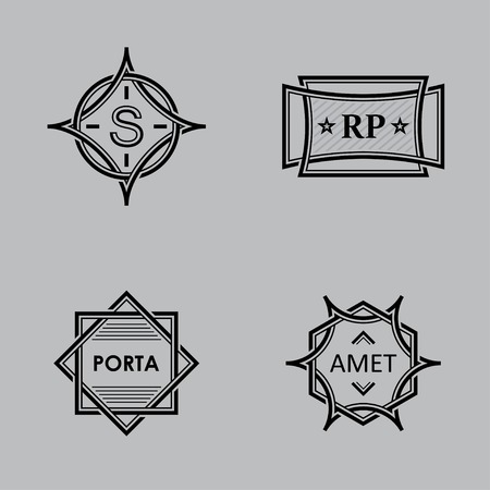 black monograms on a gray backgroundのイラスト素材