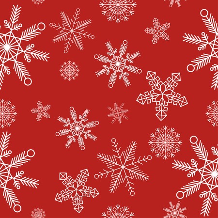 snowflakes christmas seamless red backgroundのイラスト素材