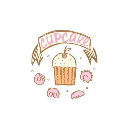 vector illustration of a cupcakeのイラスト素材