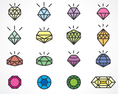 jewelery with diamond design. vector setのイラスト素材