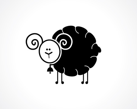 silhouette of funny sheep iconのイラスト素材