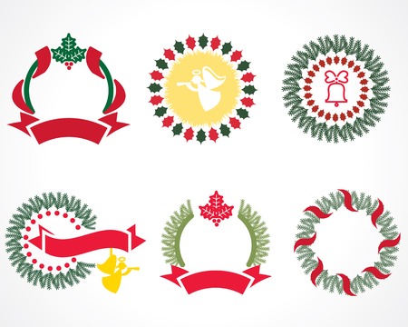 christmas wreaths paintedのイラスト素材