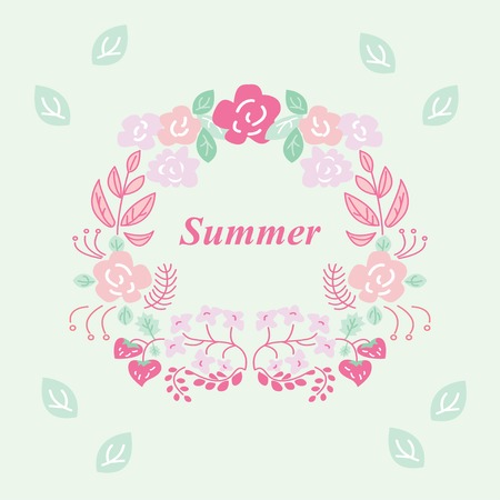 summer wreath. floral round frame