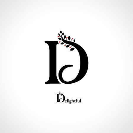 letter d in floral styleのイラスト素材