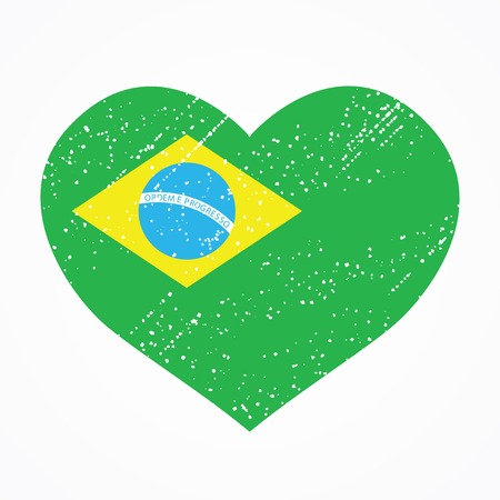 Patriotic emblem of Brazil in the shape of a heartのイラスト素材