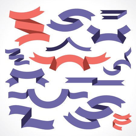 vector set of various unusual vintage ribbonsのイラスト素材