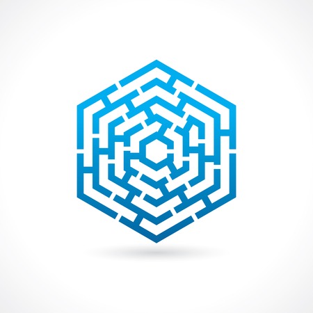 labyrinth in the shape of a hexagonのイラスト素材