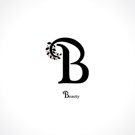 letter b in floral styleのイラスト素材