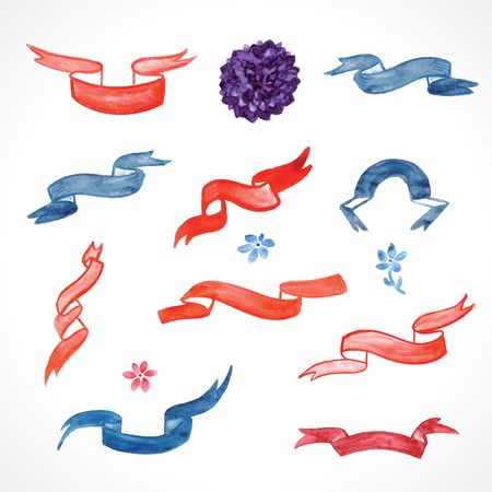 watercolor ribbonsのイラスト素材