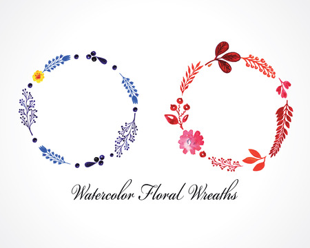 watercolor floral wreathsのイラスト素材