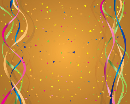 background with ribbons and confettiのイラスト素材