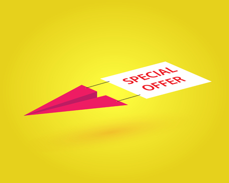 paper airplane with an advertising bannerのイラスト素材