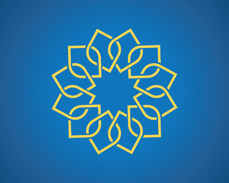 geometric arabic pattern on blueのイラスト素材