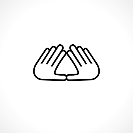hands show sign triangle Vector illustration.のイラスト素材