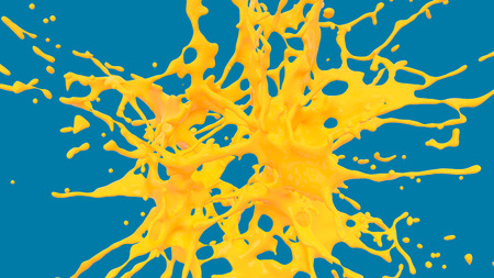 bursting of yellow paintの写真素材