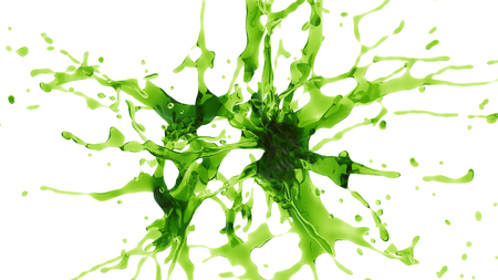 explosion of green liquidの写真素材