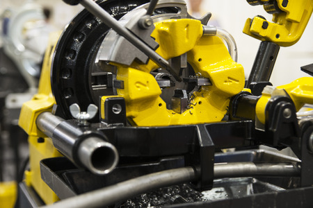 yellow black mechanic apparatus  pipeline tubes