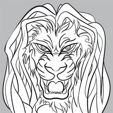 Angry lion head - editable vector graphicのイラスト素材