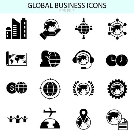 Global business icons vector setのイラスト素材