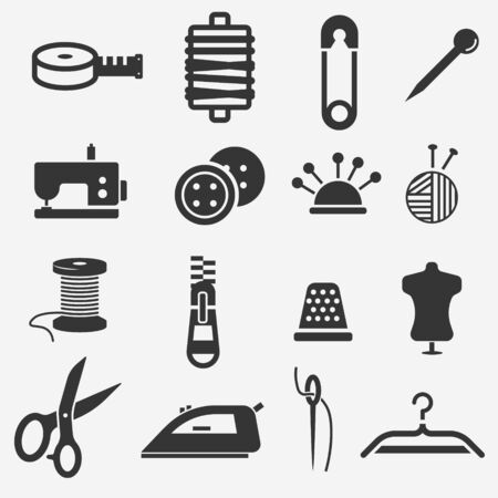 Sewing icons vector setのイラスト素材
