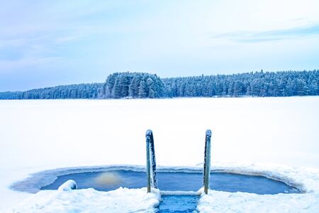 Ice swimming place from Kuhmo, Finland.の写真素材