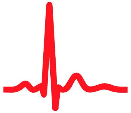 Heartbeat flat icon. Vector red symbol. Pictogram is isolated on a white background. Trendy flat style illustration for web site design, , ads, apps, user interface.のイラスト素材