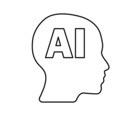 AI Generate icon, Machine learning micropchip symbol, ML icon, Artificial intelligence sign. Vector illustration image. Isolated on white background.のイラスト素材